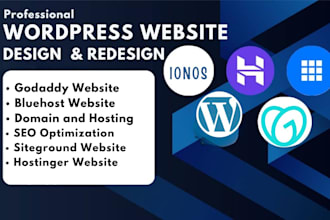 wordpress website on ionos, siteground, hostinger, bluehost, godaddy website