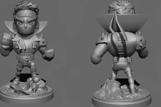 do 3d chibi character, vinyl toy, anime 3d chibi model miniature for 3d printing