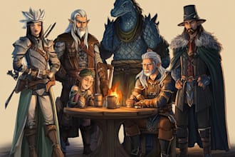 draw your dnd group party illustration