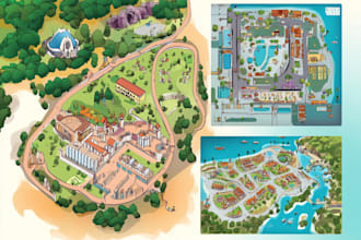 design event maps, fantasy festival maps and vector map in illustrator