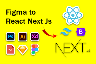 convert figma to next js, react, tailwind css, bootstrap