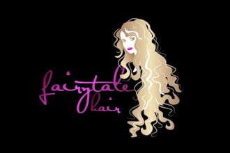 design unique fairy tale hair fashion logo