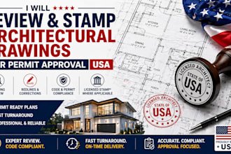 review and stamp architectural drawings for permit approval USA