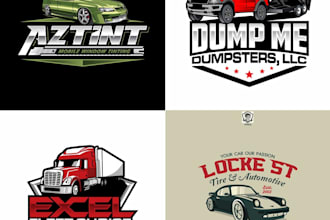 design car racing, boat racing and automotive logo