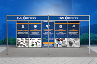 design trade show banner, exhibition backdrop, event banner