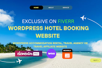 create a wordpres hotel booking website, real estate, and travel booking website
