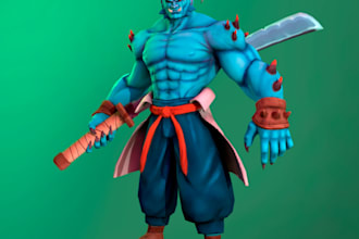 make realistic and stylized 3d character, n64 model,game model, npc model,weapon