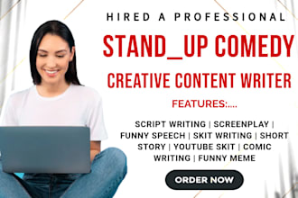 write short story stand up comedy script funny story, skit and comedy screenplay