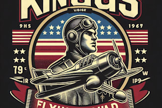design vintage propeller kings flying squad mascot logo t shirt artwork
