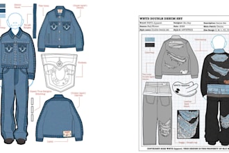 create clothing tech pack design flat sketches and mock up for clothing apparel