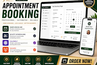 setup simplybook me acuity scheduling, calendly, vagaro booking appointment