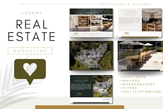 create custom luxury real estate marketing, flyer, postcard or social media post