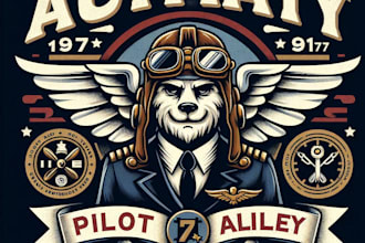 design a vintage pilot academy logo mascot or t shirt illustration