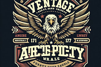 design vintage rustic eagle crest logo mascot  custom t shirt artwork