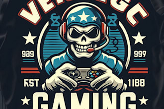 design unique vintage retro gaming mascot logo t shirt