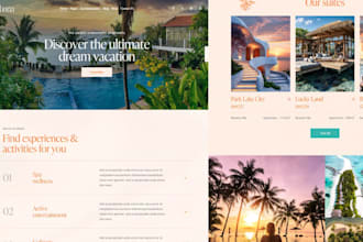 design vacation website, travel agency website, hotel booking, tourism website