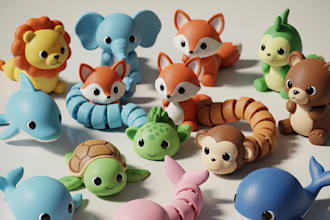 create 3d articulated model, flexi model, articulated toy