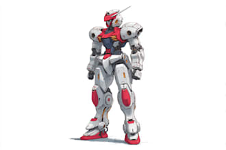 draw gundam, transformer, robot, armor, and mecha, concept