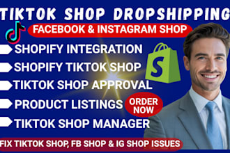 setup shopify tiktok shop setup facebook shop instagram shop tiktok dropshipping