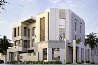 renew 3d tropical modern villa,flat roof urban house render,3d front elevation