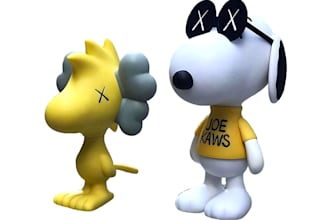 custom 3d urban vinyl toy design,kaws doll, janky pet figurine, designer toy stl