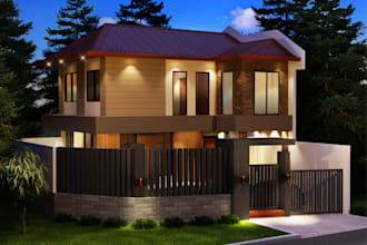 optimize building exterior,stone villa design,light plan installation,3d fencing