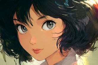 draw art or illustration cover in anime or manga style