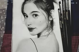 draw a custom pencil or charcoal portrait