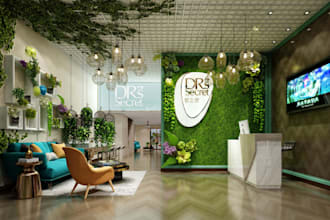 relaxing beauty parlor 3d rendering,massage room,reception,restroom,spa,3d sauna