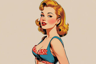 create pin up girl and pin up girl character art