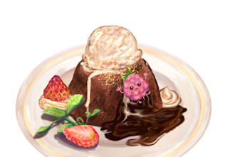 draw cute food illustrations for game item, brand, sticker