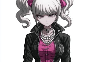 illustrate danganronpa characters in dramatic anime style