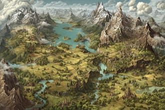 create a fantasy map illustration or site in illustrator