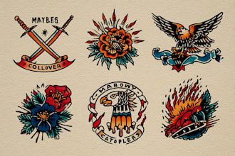 create any design in flash traditional tattoo style