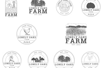 design vintage family farm, western, ranch logo