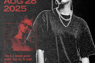 design a brutalist grunge self poster with your photo