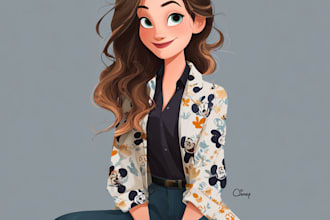 make a beautiful portrait in disney cartoon