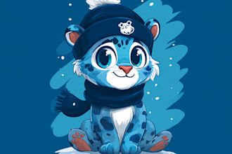 draw cute cartoon mascot design and animal logo
