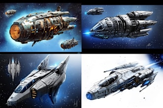 draw high quality spaceship concept