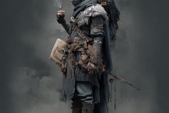 draw fantasy character illustrations, game character art