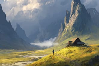 do concept art, fantasy landscapes, background scenes