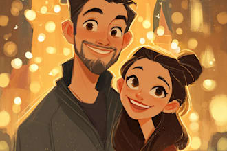 draw a watercolor couple portrait