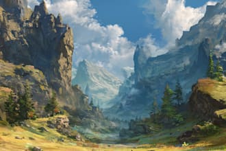 create concept art, fantasy landscapes, background scenes