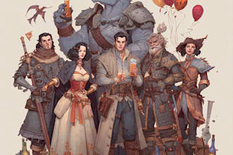 draw your dnd group party illustration