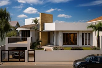 create 3d exterior render for houses