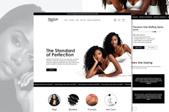 design shopify hair, wig, bundles, lashes stores or website