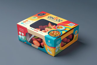 custom food box packaging design and 3d mockup