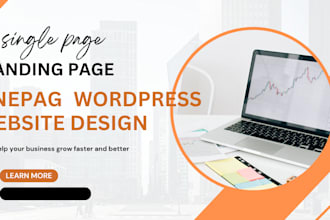 create modern  landing page or one page website