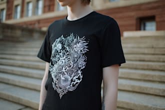 create animal linocut tshirt design for brands