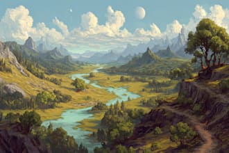 create anime background, landscape illustrations